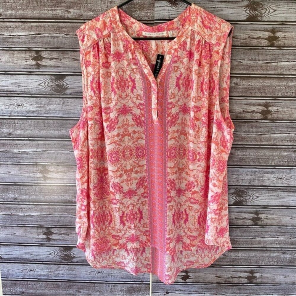 NWT Violet & Claire Women's Sleeveless Blouse Size 3X